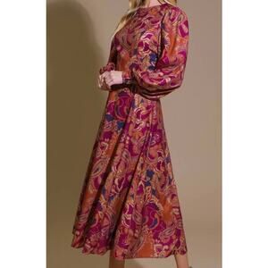 Flying Tomato Size Medium NWOT Paisley Maxi Dress Blouson Sleeves Hippie Retro